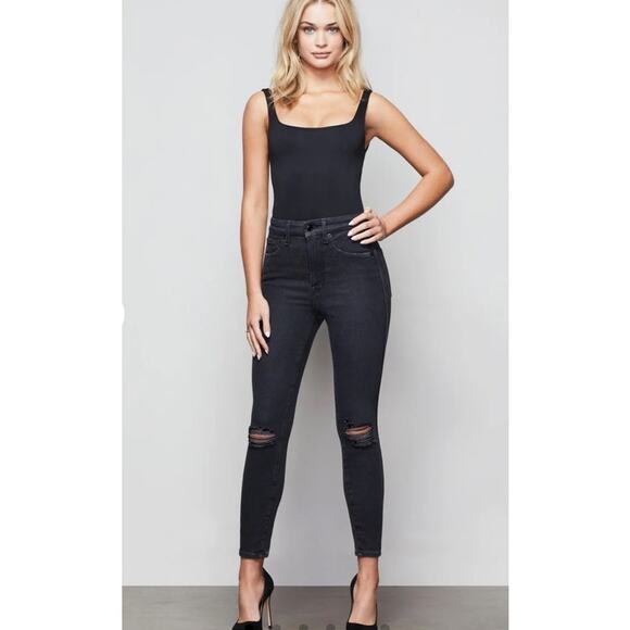 Good American Good Curve Skinny Crop Jean In Black Size 10 - Picture 1 of 16